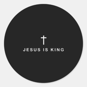 Sticker Rond Jésus Est Roi Croix Subtile Chrétien Minimal Relig