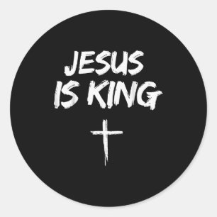 Sticker Rond Jésus est roi verset biblique Jean 14_6 Dieu chrét