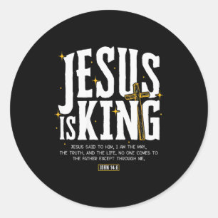 Sticker Rond Jésus est roi verset biblique Jean 14_6 Dieu chrét