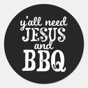 Sticker Rond Jésus Et Barbecue Pour Les Amateurs De Barbecue Re