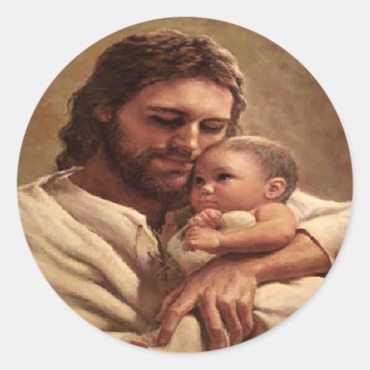 Sticker Rond Jésus et enfant (Devant)