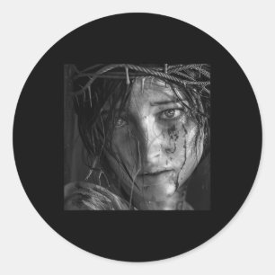 Sticker Rond Jésus féminin, christianisme, mouvement des femmes
