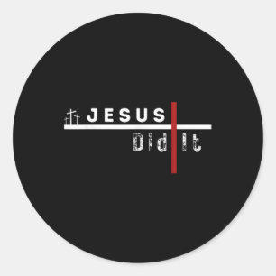 Sticker Rond Jésus Funny Cross Christian L'A Fait Sarcasme Humo