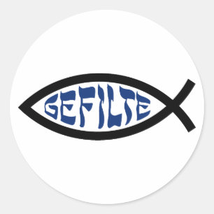 Sticker Rond Jésus Gefilte Fish - Humour juif de Pâque