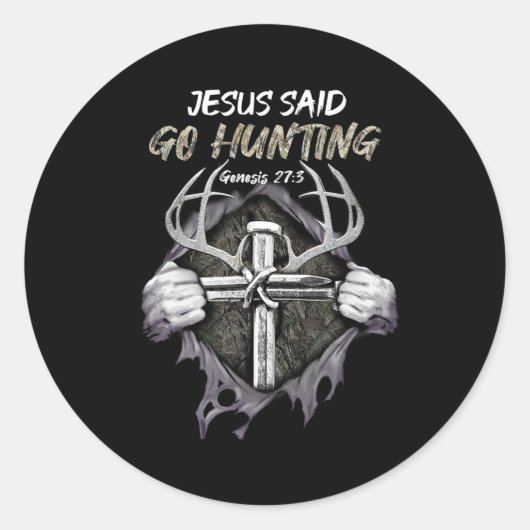Sticker Rond Jesus Go Chasse Genèse 273 Chasse Chasse Chrétienn (Devant)