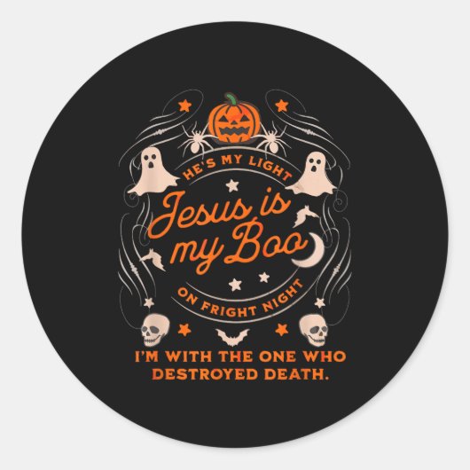 Sticker Rond Jesus Is My Boo Soky Christian Funny Halloween (Devant)