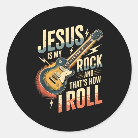 Sticker Rond Jesus Is My Rock And That Is How I Roll Christian  (Devant)