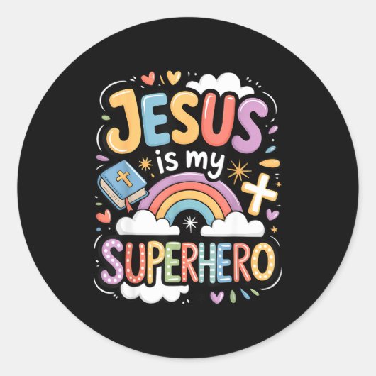 Sticker Rond Jesus Is My Superhero  (Devant)