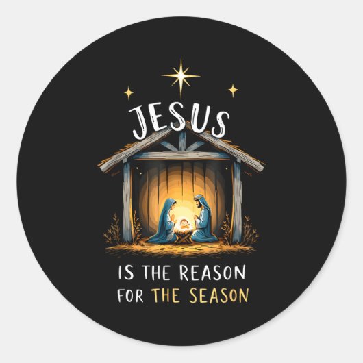 Sticker Rond Jesus Is The Reason For The Season Christmas Xmas (Devant)