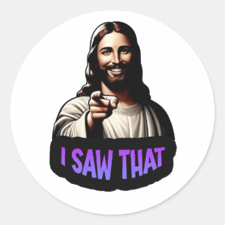 Sticker Rond Jésus - J'Ai Vu Ça ! - vignette en vinyle