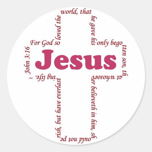 Sticker Rond Jésus Jean 3:16 (Devant)