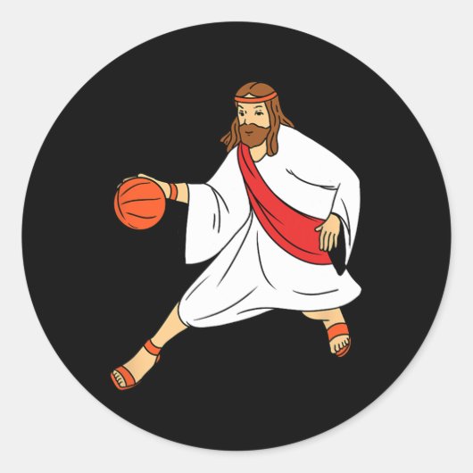 Sticker Rond Jésus Jouant au basket-ball 1 (Devant)