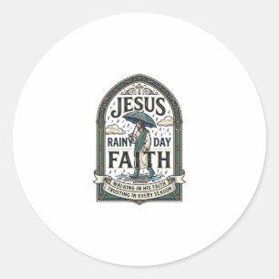 Sticker Rond Jésus Jour Pluvieux Foi Jésus Jour Pluvieux Foi Ch