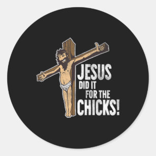 Sticker Rond Jésus L'A Fait Pour La Croix Chrétienne Des Poussi