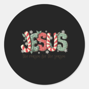 Sticker Rond Jésus La Raison De La Saison Christian Christma