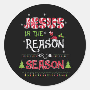 Sticker Rond Jésus La Raison La Saison Noël chrétien
