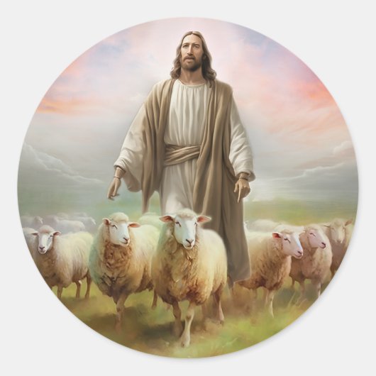 Sticker Rond Jésus le berger (Devant)