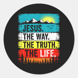 Sticker Rond Jésus le chemin vérité vie foi verset biblique Chr