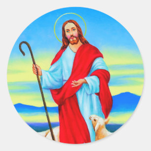 Sticker Rond Jésus le pasteur