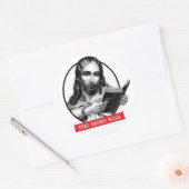 Sticker Rond Jésus Lit Des Livres Interdits (Enveloppe)