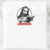 Sticker Rond Jésus Lit Des Livres Interdits (Sac)