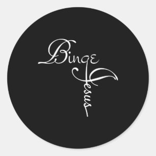 Sticker Rond Jésus Love Binge Jésus Christian Cross Religious