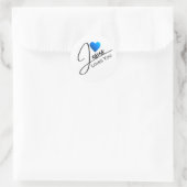 Sticker Rond Jesus Love You Black Script Blue Heart (Sac)