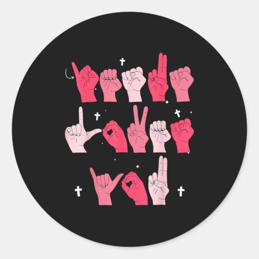 Sticker Rond Jesus Loves You Asl Sign Language Christian Valent (Devant)