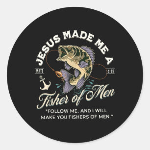 Sticker Rond Jésus M'A Fait Un Pêcheur D'Hommes Drôle Poisson C
