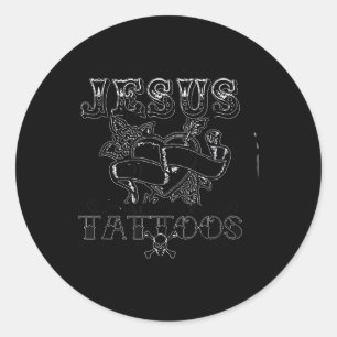 Sticker Rond Jésus M'aime &amp ; Mes tatouages Christian Jesus 