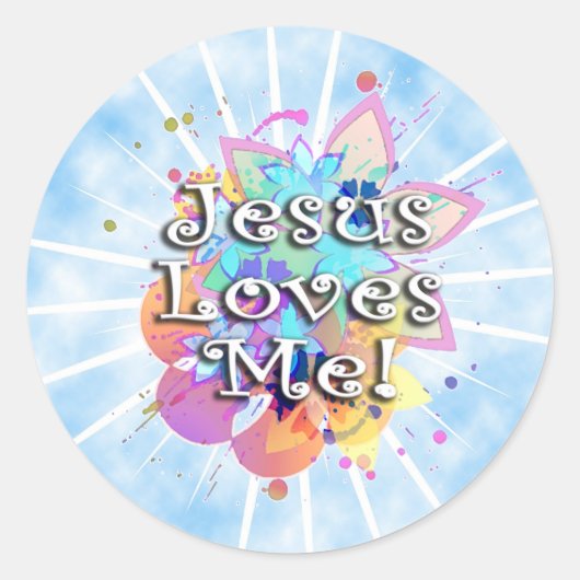 Sticker Rond Jesus M'Aime, Aquarelle Pastel (Devant)