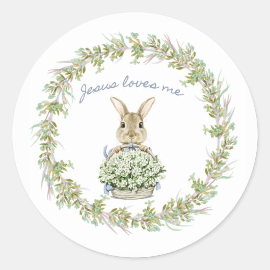 Sticker Rond Jésus m'aime Bunny (Devant)