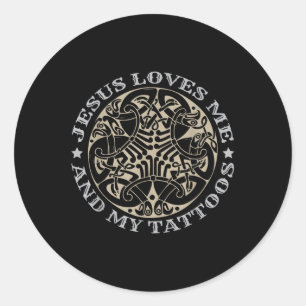 Sticker Rond Jésus M'Aime Et Mes Tatouages _1