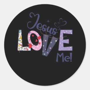 Sticker Rond Jésus M'Aime Mignonne Foi