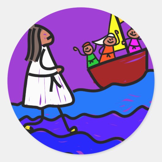 Sticker Rond Jésus marche sur l'eau (Devant)