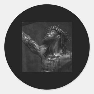 Sticker Rond Jésus Noir, Chrétienté, Église, Christ, Jésus 3