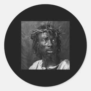 Sticker Rond Jésus Noir, Christianisme, Église, Christ, Jésus _