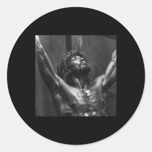 Sticker Rond Jésus Noir, Christianisme, Église, Christ, Jésus