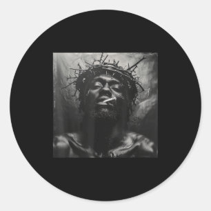 Sticker Rond Jésus noir fume, christianisme, église, Christ,