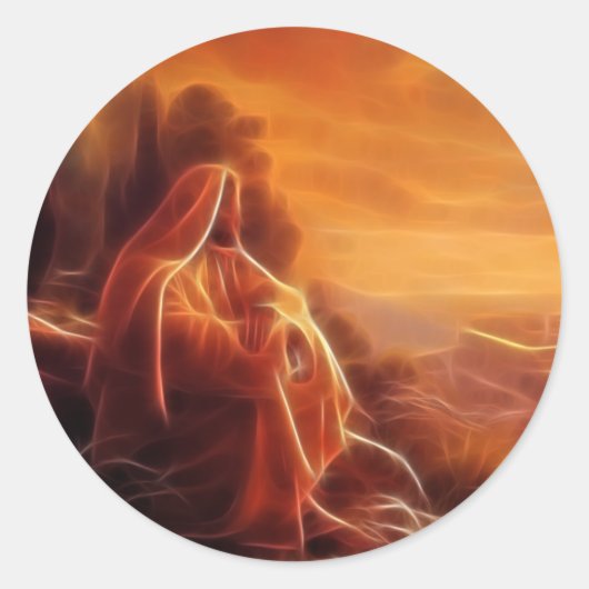 Sticker Rond Jésus Pense À Vous (Devant)