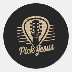 Sticker Rond Jésus Plectre Musique Pasteur Joyeuses Pâques