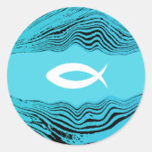 Sticker Rond Jésus Poisson Eaux Vives (Devant)
