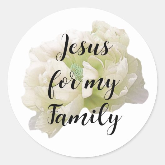 Sticker rond Jésus Pour Ma Famille (Devant)