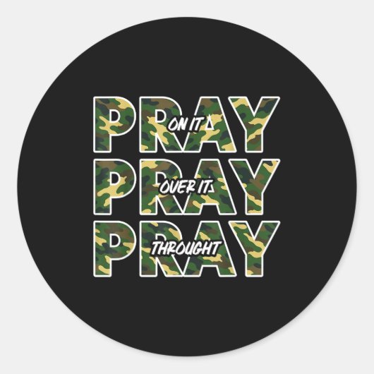 Sticker Rond Jesus Pray On It Pray Over It Pray Throught Camo F (Devant)