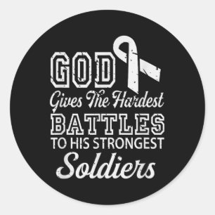 Sticker Rond Jésus Prière Poumon Cancer Guerrier Don Cancer Pou