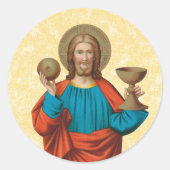 Sticker Rond Jésus qui maintient l'Eucharistie (SNV 050) (Devant)