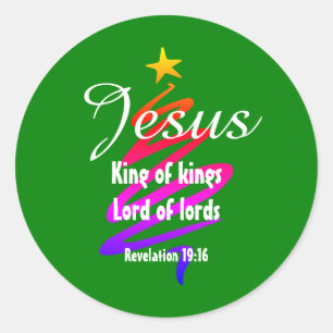 Sticker Rond JESUS ROI DES ROIS Noël moderne