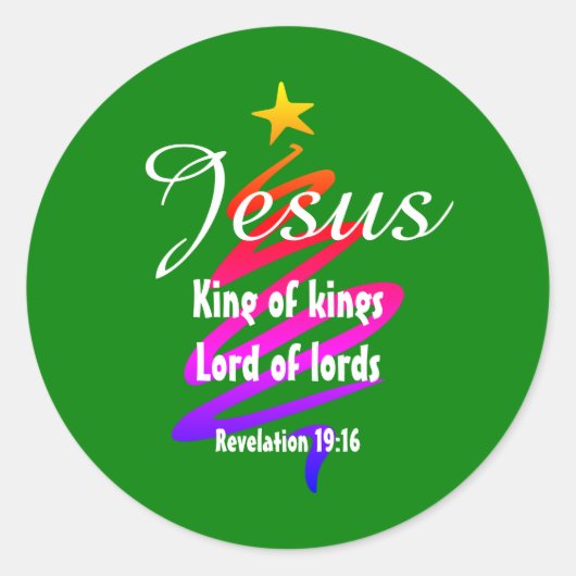 Sticker Rond JESUS ROI DES ROIS Noël moderne (Devant)