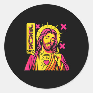 Sticker Rond Jésus Sauve Anime Chrétien Manga Sacred Heart Pop