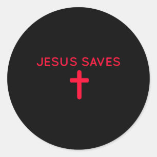 Sticker Rond Jésus Sauve Croix subtile foi chrétienne Minimale
